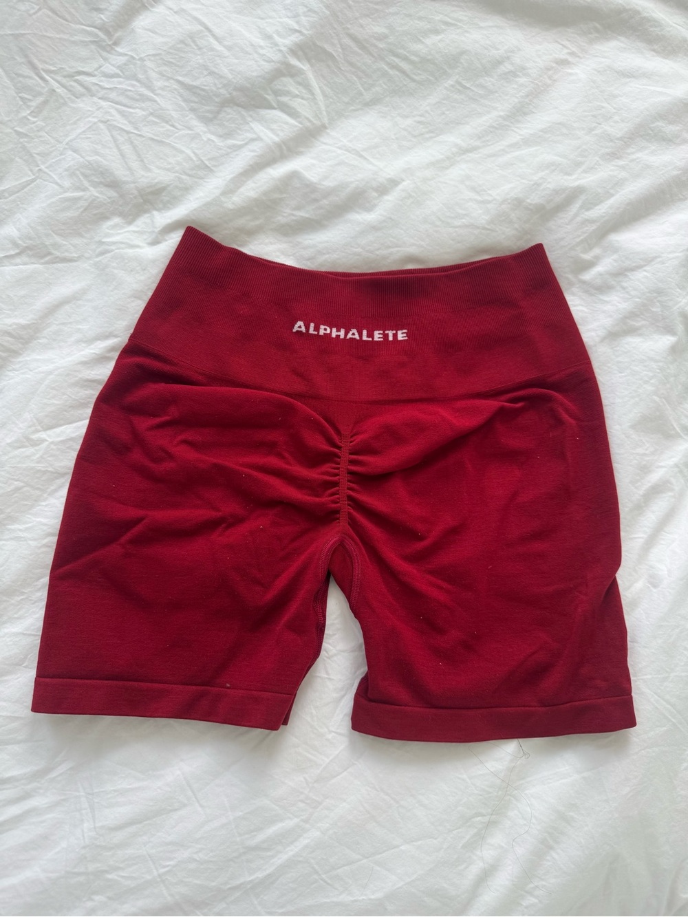 Alphalete Women's High-Waist Scrunch Bike Shorts in Burgundy